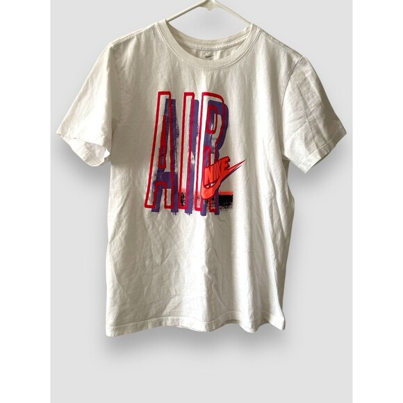 Nike Air T-Shirt Mens Medium white Neon Spellout Swoosh Graphic Tee Retro - Picture 2 of 6